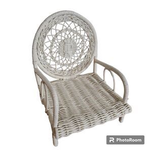 White Wicker Chair Doll Furniture Stuffed Plush Animal Or Potted Plant Display